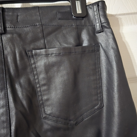 KUT Reese Ankle Straight Coated Black Trouser Pants, Mid-Rise, Flat Front, EUC! - Picture 9 of 16